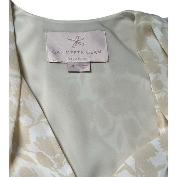 Gal Meets Glam Beige Chiffon Button-Down Midi Dress Women’s Size 4 Belted NWOT - Picture 6 of 12